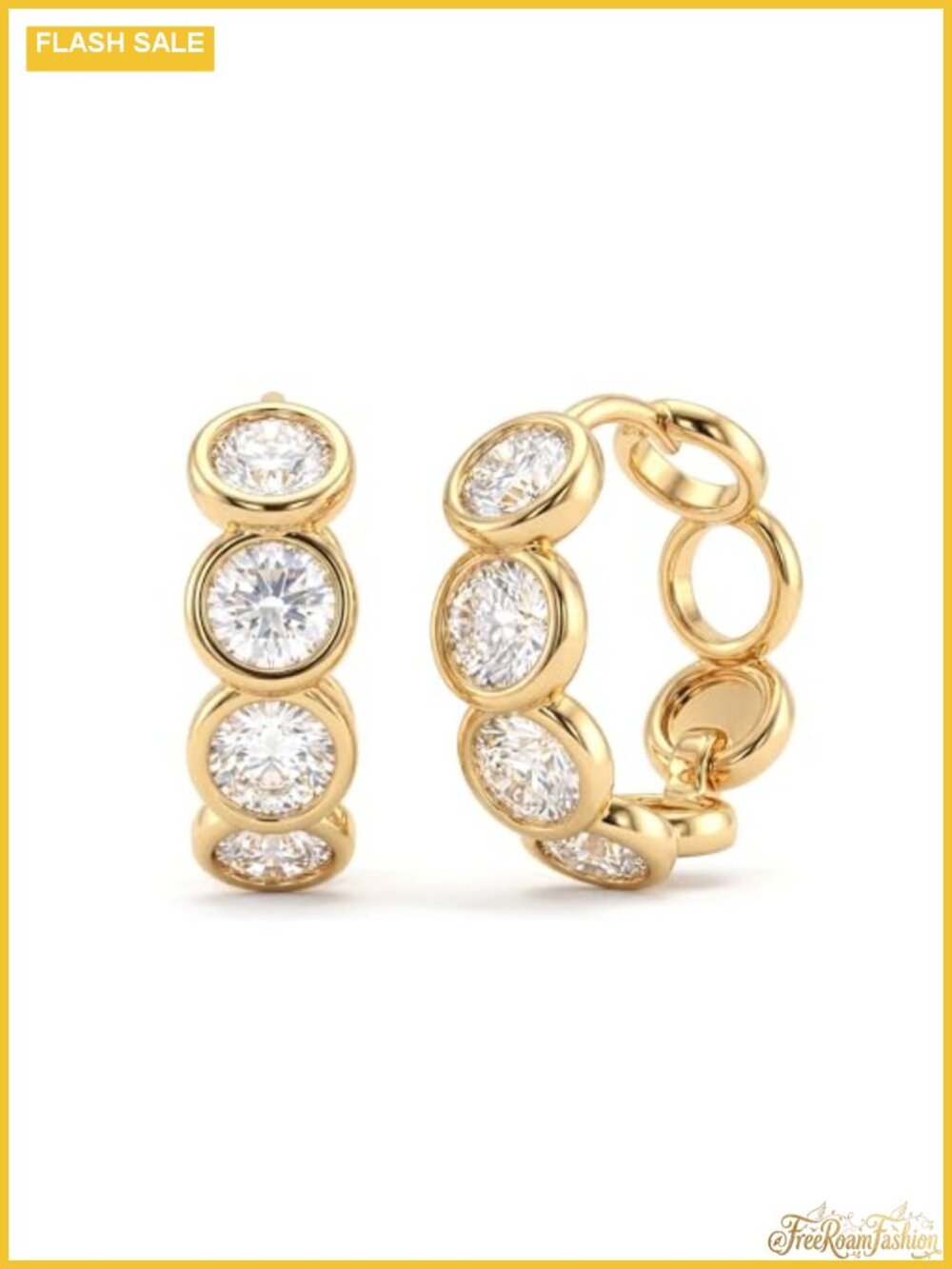 Gold Plated Huggie Hoop Earrings Cubic Zirconia Hypoallergenic Small Simple